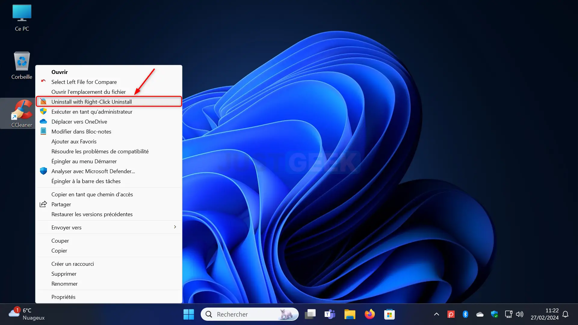Comment désinstaller des applications avec Right-Click?